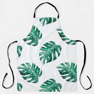 Tablier Feuilles de Monstera. Motif d'illustration tropica