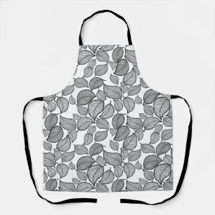 Tablier Feuilles noirs en blanc