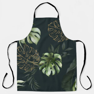 Tablier Feuilles Tropicaux en or : Aquarelle foncée