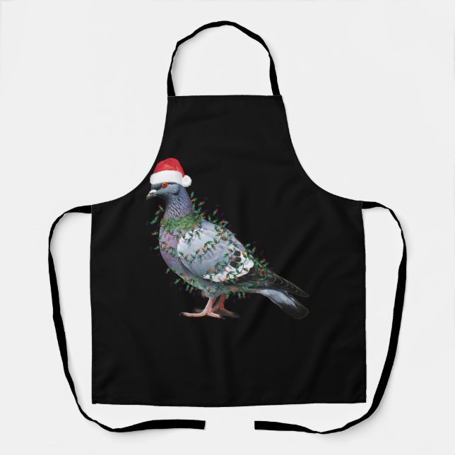 Tablier Feux de Noël Pigeon portant Noël Chapeau de Noël C (Recto)