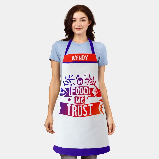Tablier Fiducie alimentaire personnalisée Puns Kitchen Apr (Porté)