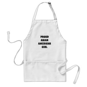 Tablier Fier Asiatique Américaine Fille noir blanc typogra