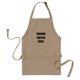 Tablier Fier asiatique fille, noir blanc Adulte Apron
