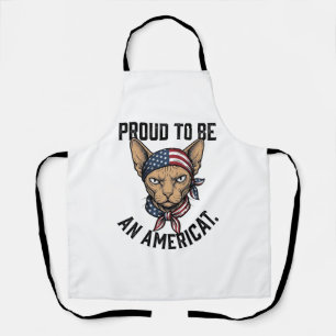 Tablier Fier d'être un T-shirt de chat patriotique américa