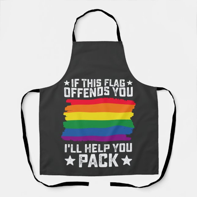 Tablier Fierté LGBT Si ce drapeau vous offense Je vous aid (Recto)