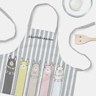 Tablier Fille aux Llamas Colorés Rétro Personnalisée Enfan