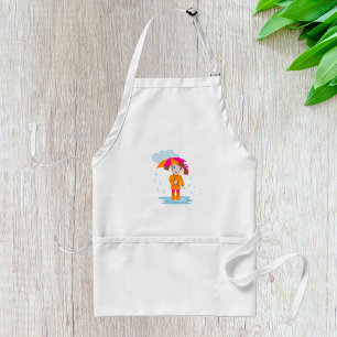 Tablier Fille avec parapluie sous la pluie Enfants Jour de
