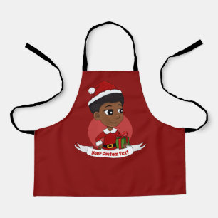Tablier Fille de Noël avec un dessin animé afro