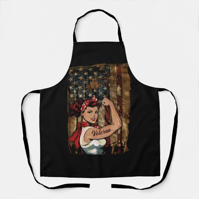Tablier Fille noire vétéran forte femme africaine américai (Recto)