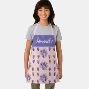 Tablier Filles Enfants Fleurs Shabby Pastel Pensée Violett