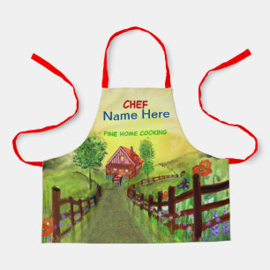 Tablier Fine Home Cuisine Chef (Nom Ici) Enfants