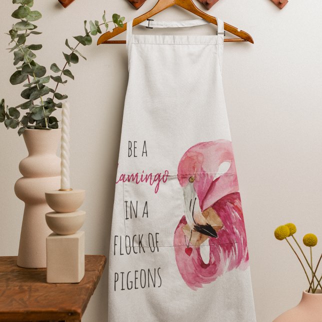 Tablier Flamant rose Aquarelle Exotique Rose Moderne Avec  (Créateur téléchargé)