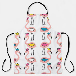 Tablier Flamant rose avec motif sans soudure couronne.