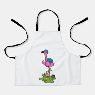 Tablier Flamant rose comme randonneur avec sac à dos