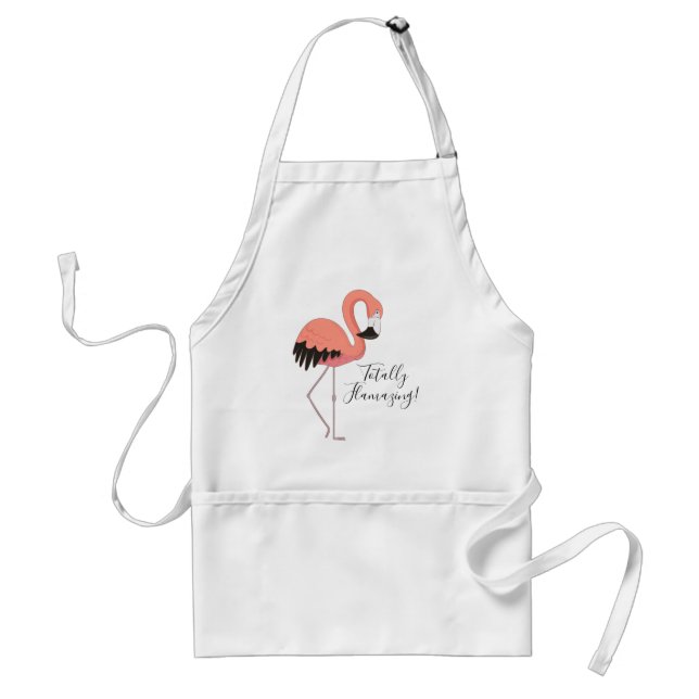 Tablier Flamant Rose Mignon Script Drôle Totalement Flambo (Devant)