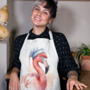 Tablier Flamant rose père Noël Snowbird, personnalisé