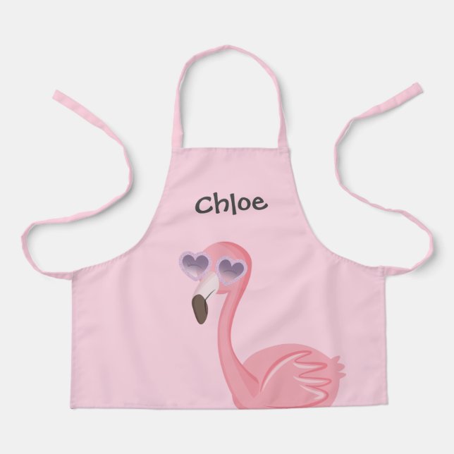 Tablier Flamant rose Rose Cute Avec Lunettes De Soleil Coe (Recto)