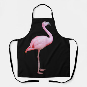 Tablier Flamant rose rose Tropical sur le noir moderne
