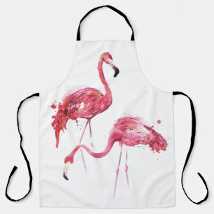 Tablier Flamants roses aquarelle, Design élégant.