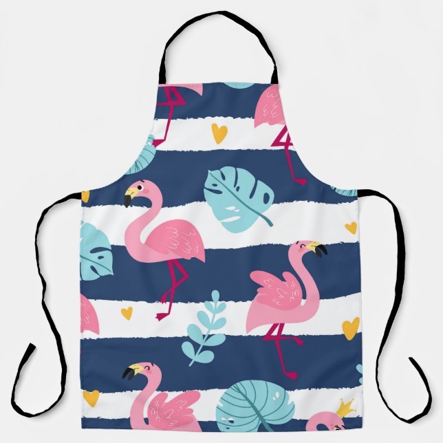 Tablier Flamants roses de dessin : Summer Tropical Vintage (Recto)