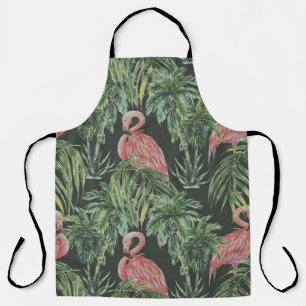 Tablier Flamants roses, motif vintage tropical.