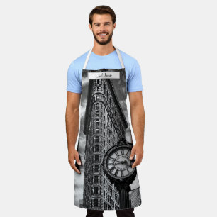 Tablier Flatiron Building et horloge en noir et blanc 1C2