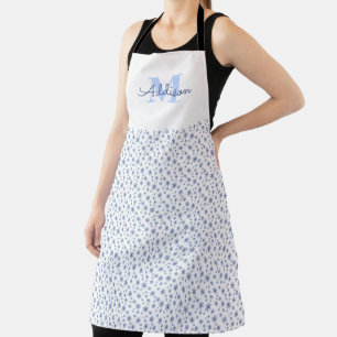 Tablier Fléchettes de neige bleu minimaliste avec le nom M