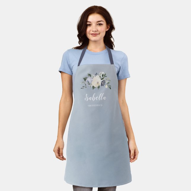 Tablier Fleur bleue Dusty femme d'honneur personnalisée (Porté)