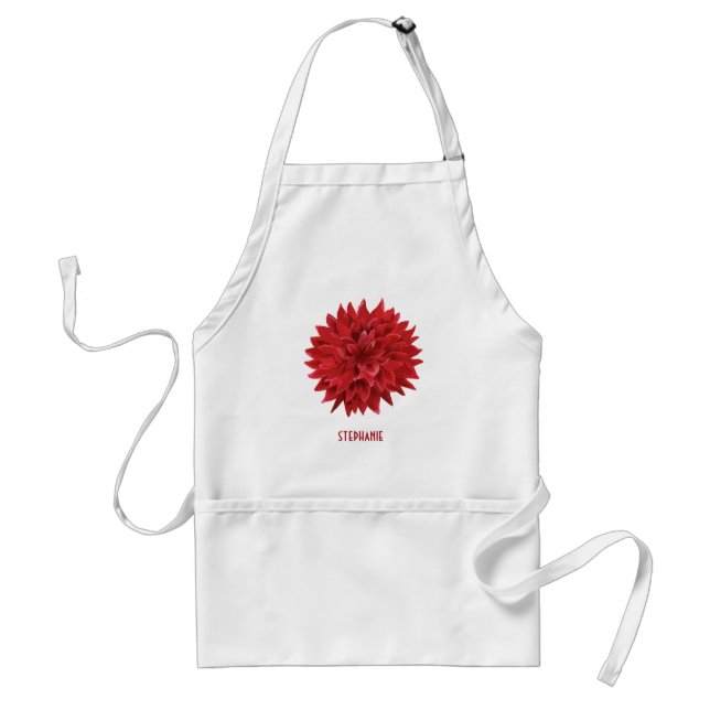 Tablier Fleur d'aquarelle rouge monogramme (Devant)