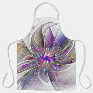 Tablier Fleur d'art fractal abstrait énergique et coloré