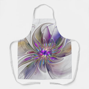 Tablier Fleur d'art fractal abstrait énergique et coloré