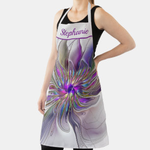 Tablier Fleur de fractale abstraite énergique et colorée