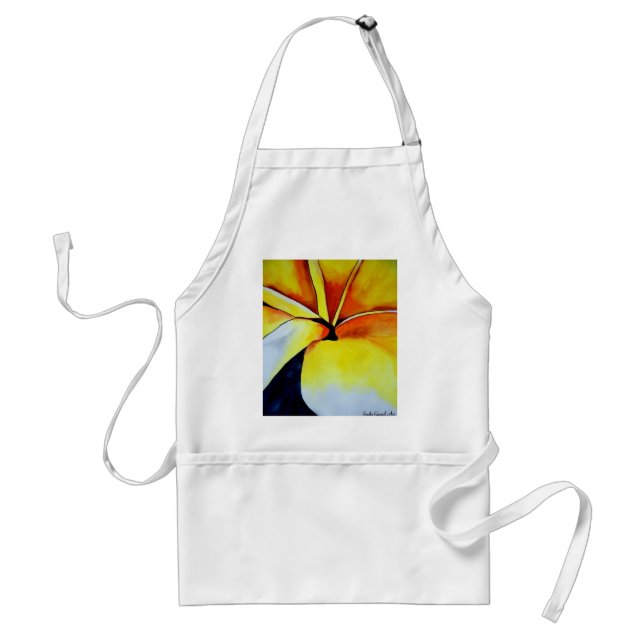 Tablier Fleur de frangipanier jaune tropical art original (Devant)