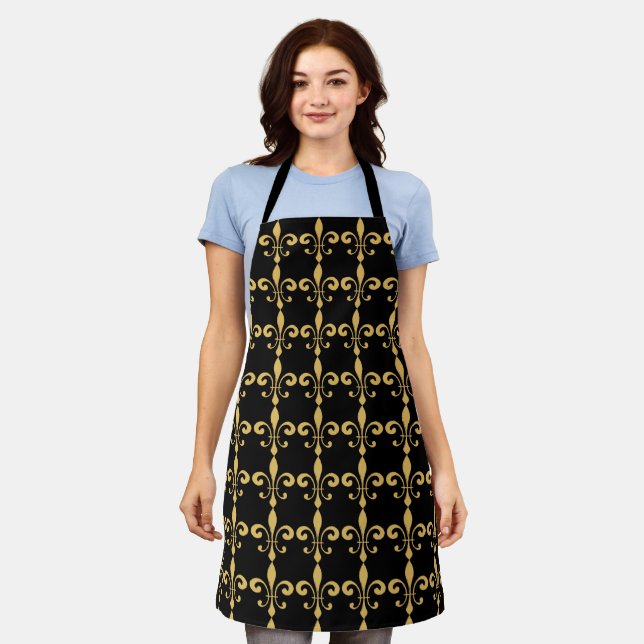 Tablier Fleur De Lis, modifier & ajouter du texte, Apron (Porté)