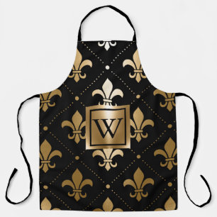 Tablier Fleur de lis noir et or