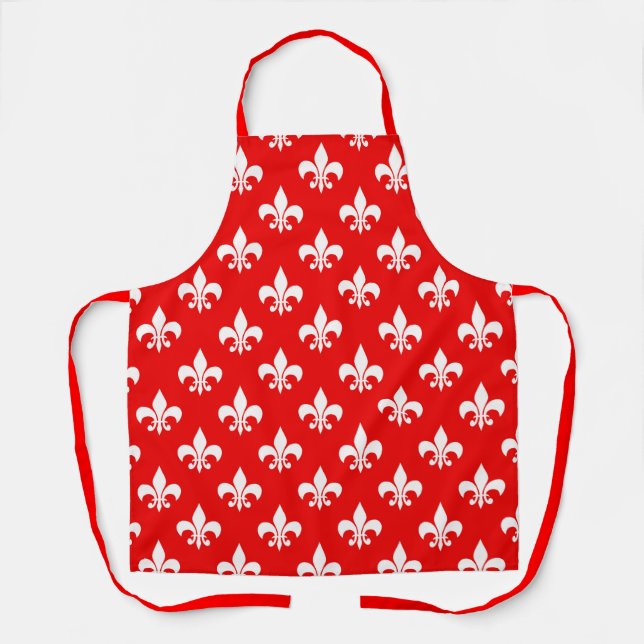 Tablier Fleur de lis rouge blanc (Recto)
