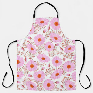 Tablier Fleur de marguerite rose vintage sur blanc