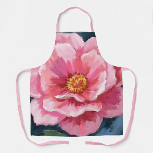 Tablier Fleur de pivoine rose aquarelle peinte florale