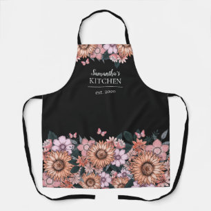 Tablier Fleur de tournesol floral Nom de la femme Apron