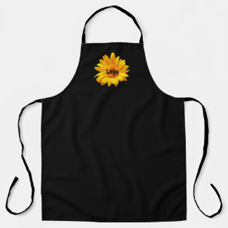 Tablier Fleur de tournesol Jaune Fleur Florale Noire Perso