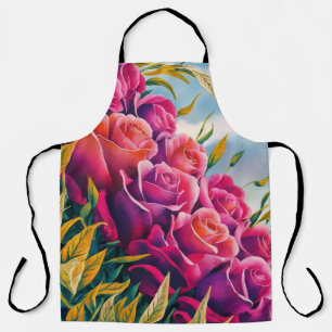 Tablier Fleur éthérée : Symphonie de rose aquarelle abstra