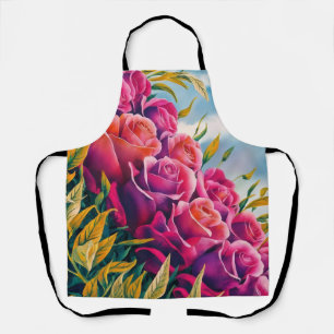 Tablier Fleur Ethérée : Symphonie Rose Abstraite aquarelle
