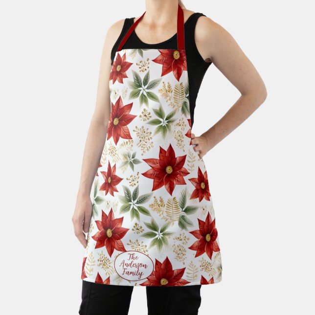Tablier Fleur florale Poinsettia élégant Noël (Insitu)