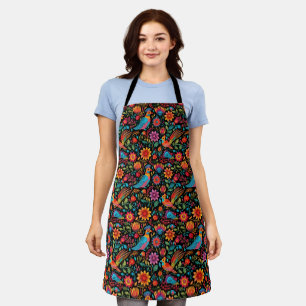 Tablier fleur noir mexicain