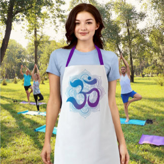 Tablier Fleur Om bleu violet Mandala Cuisine porter