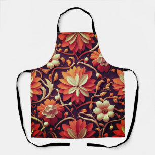 Tablier "Fleur rétro - Motif floral incolore