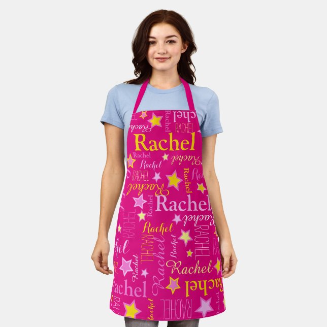 Tablier Fleur rose coutume nom court Rachel étoiles Apron (Porté)