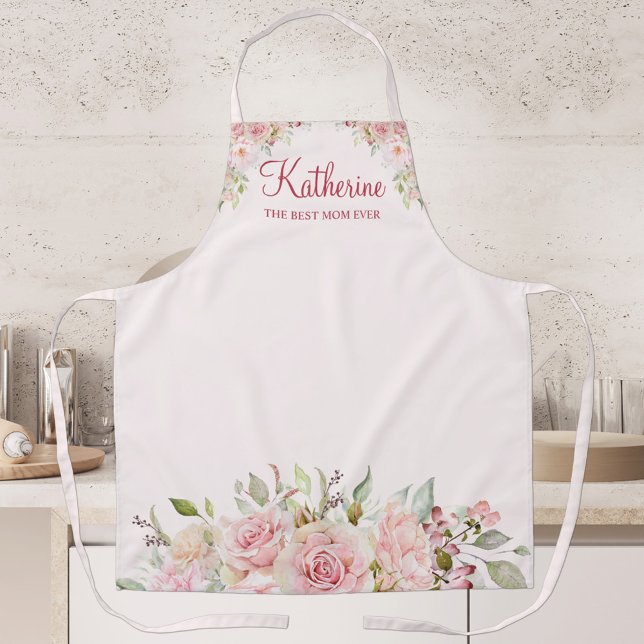 Tablier Fleur Rose Pastel Floral La Meilleure Maman Jamais (In situ)