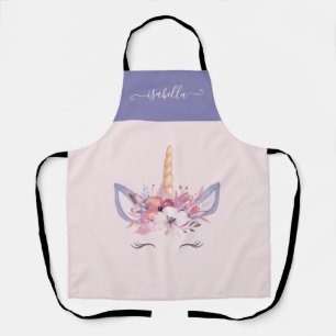 Tablier Fleur rose unicorne et mignonne mignonne