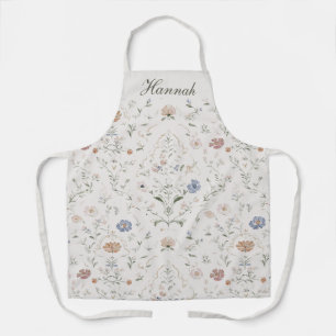 Tablier Fleur sauvage à l'aquarelle pastel doux Nom person